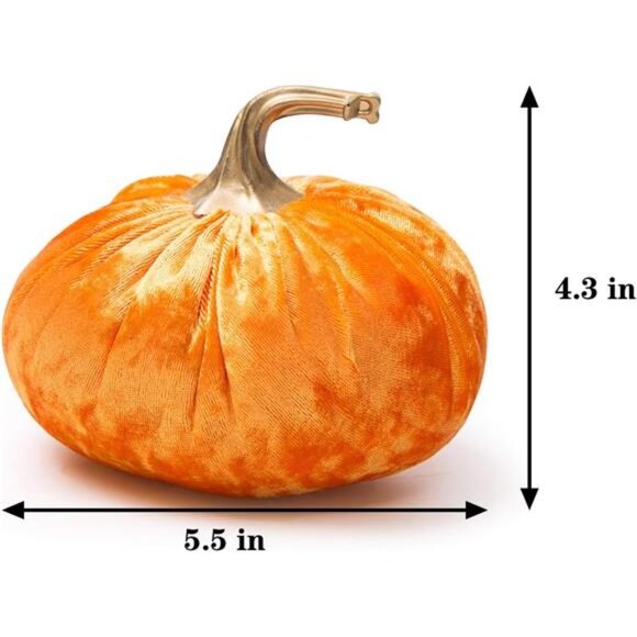 Set of 6 pack Handmade Velvet Pumpkins Decor,Super Soft Stuffed Pumpkin - Picture 6 of 7